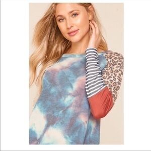 Tie Dye Leopard Top